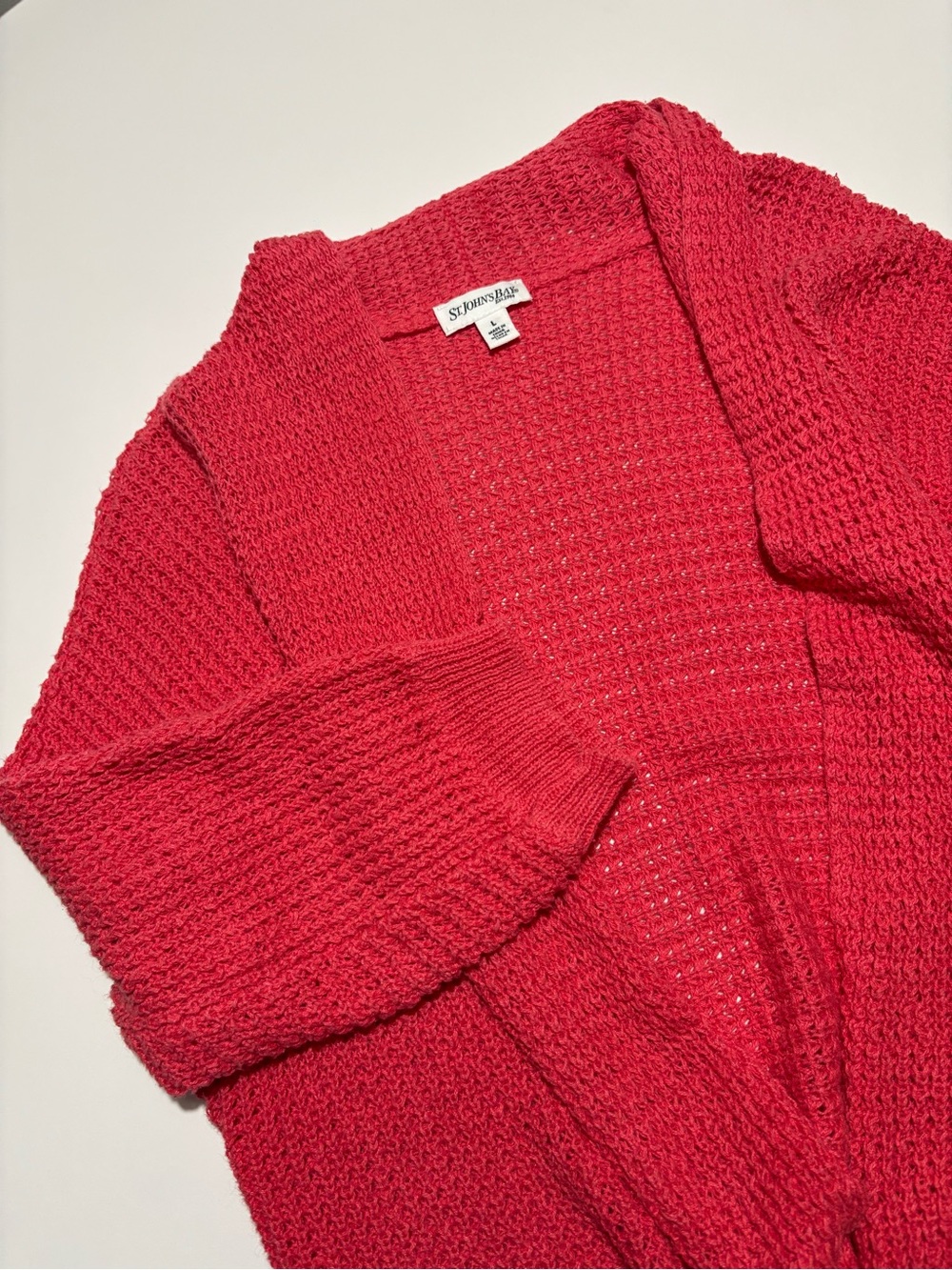 St. John’s Bag Pink / Coral Cotton Cardigan 3/4 Length Sleeve